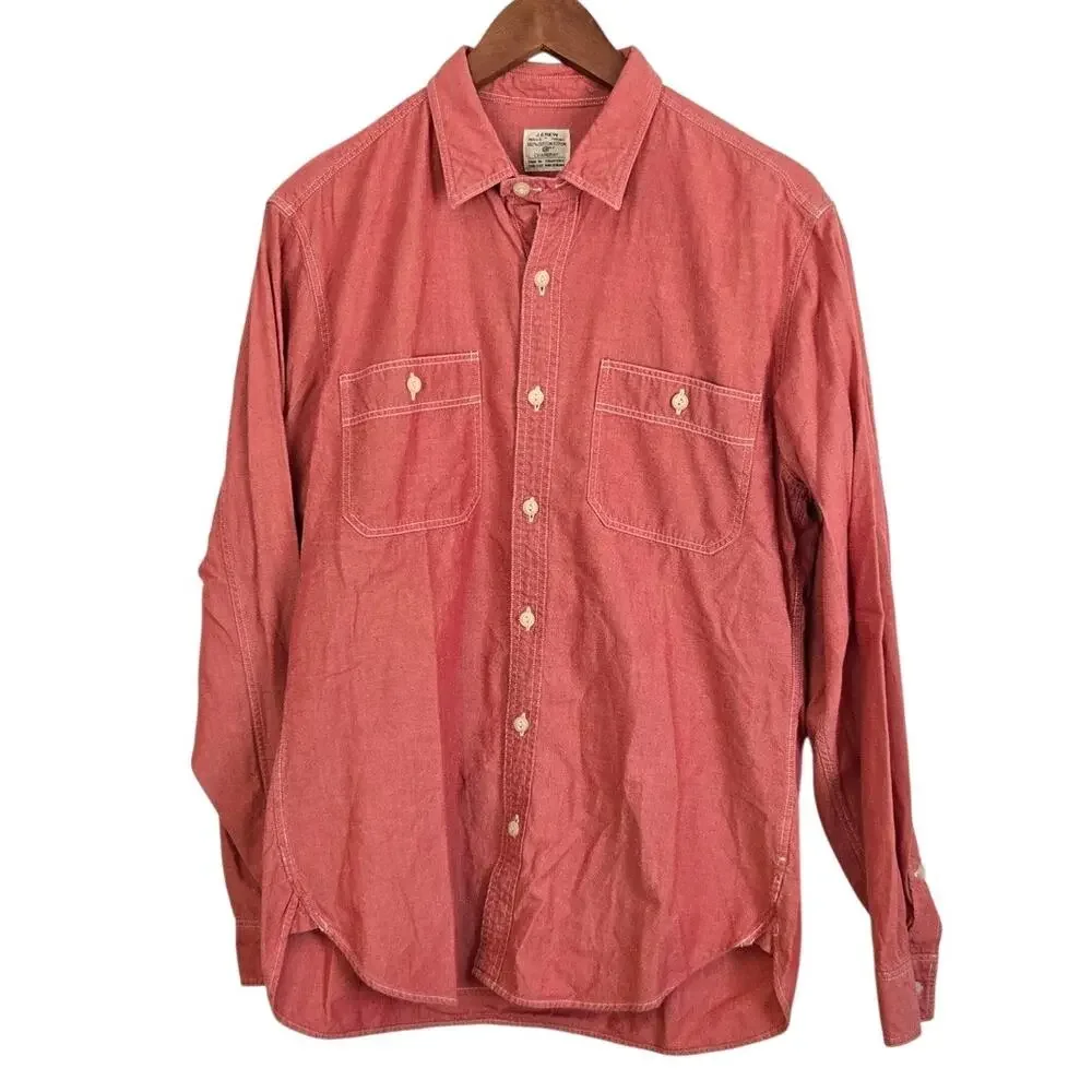 Vintage 90s Americana Heritage J. Crew Chambray Button-Up Coastal Prep Shirt M